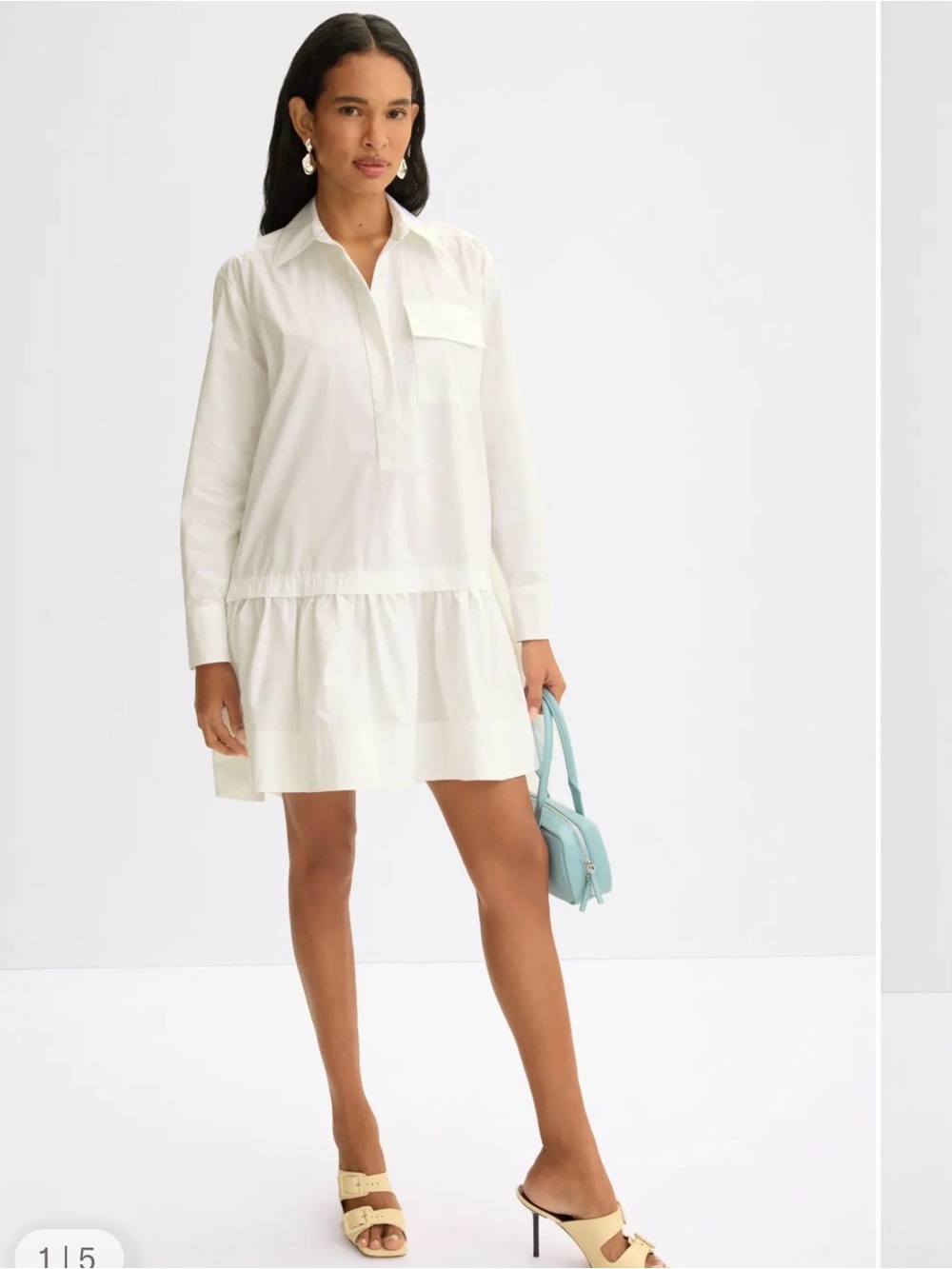 A.L.C. White Poplin Long-Sleeve Mini Dress